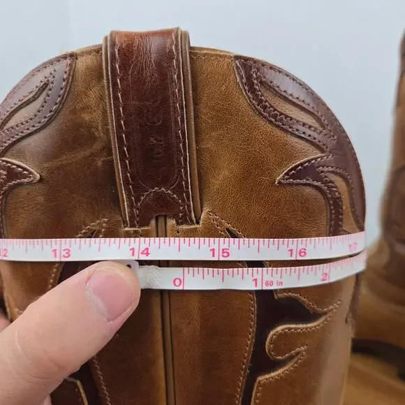 Boulet Womens 9.5C/B Brown Two Tone Inlay Casual Lifestyle Western Cowgirl Boots - Picture 5 of 16